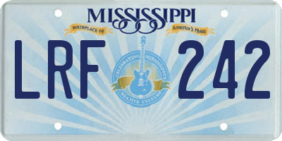 MS license plate LRF242