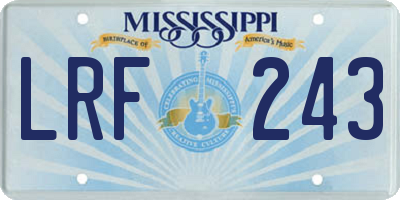 MS license plate LRF243