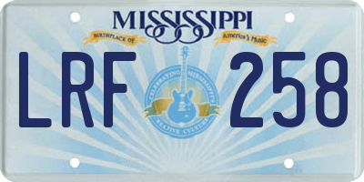 MS license plate LRF258