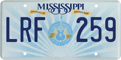 MS license plate LRF259