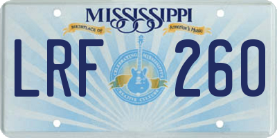 MS license plate LRF260