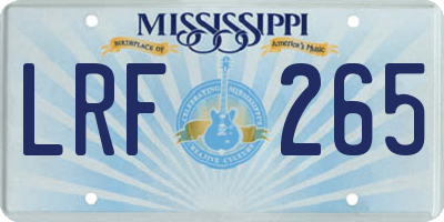 MS license plate LRF265