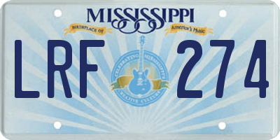 MS license plate LRF274