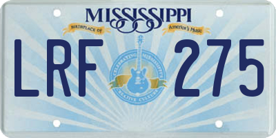 MS license plate LRF275