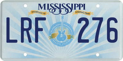 MS license plate LRF276