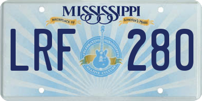 MS license plate LRF280