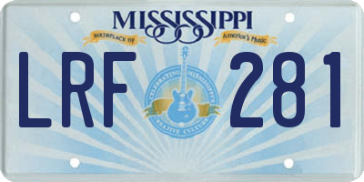 MS license plate LRF281