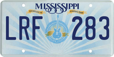 MS license plate LRF283