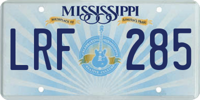 MS license plate LRF285