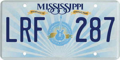 MS license plate LRF287
