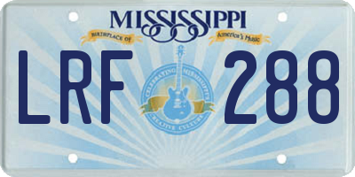 MS license plate LRF288