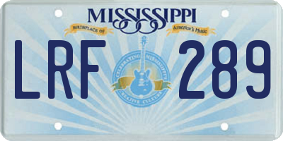 MS license plate LRF289