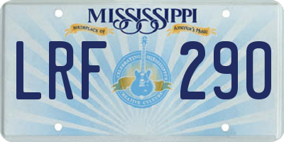 MS license plate LRF290