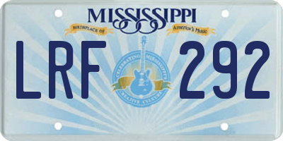 MS license plate LRF292
