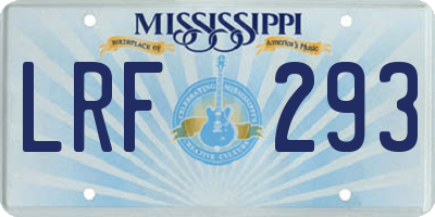 MS license plate LRF293