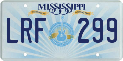 MS license plate LRF299