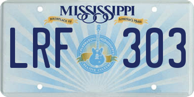 MS license plate LRF303