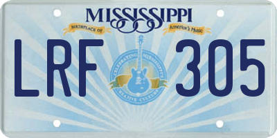 MS license plate LRF305