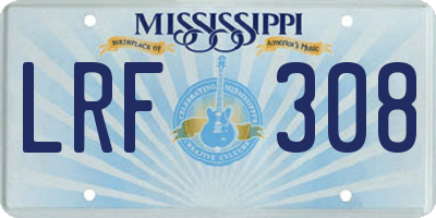 MS license plate LRF308
