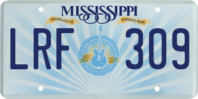 MS license plate LRF309