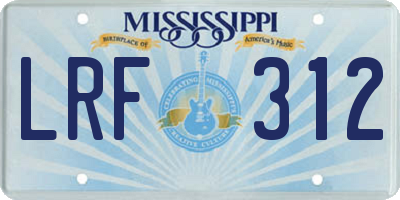 MS license plate LRF312