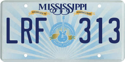 MS license plate LRF313