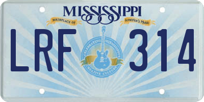 MS license plate LRF314