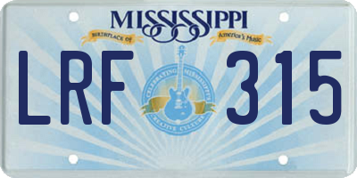 MS license plate LRF315