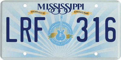 MS license plate LRF316