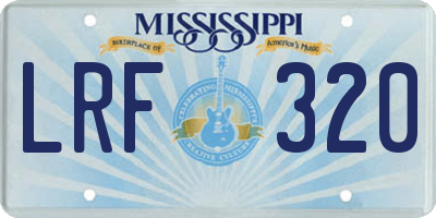 MS license plate LRF320