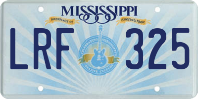 MS license plate LRF325