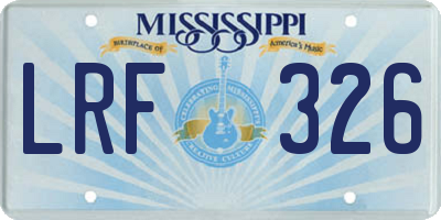 MS license plate LRF326