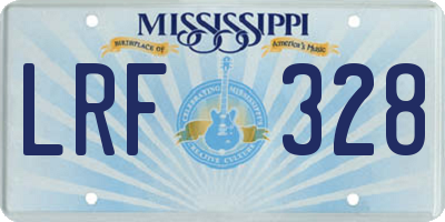 MS license plate LRF328
