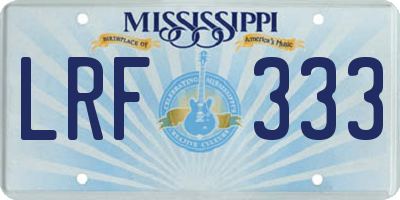 MS license plate LRF333