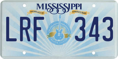MS license plate LRF343