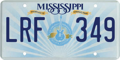 MS license plate LRF349