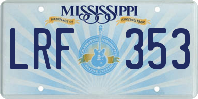 MS license plate LRF353