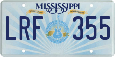 MS license plate LRF355