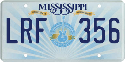 MS license plate LRF356