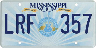 MS license plate LRF357