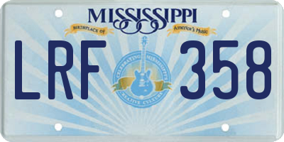 MS license plate LRF358