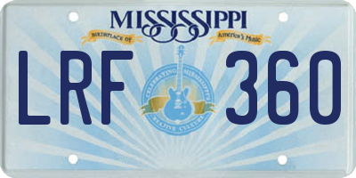 MS license plate LRF360