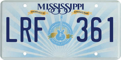 MS license plate LRF361