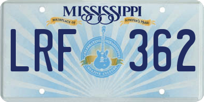 MS license plate LRF362