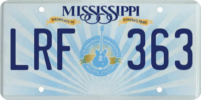 MS license plate LRF363