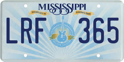 MS license plate LRF365