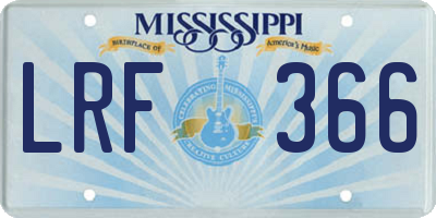 MS license plate LRF366