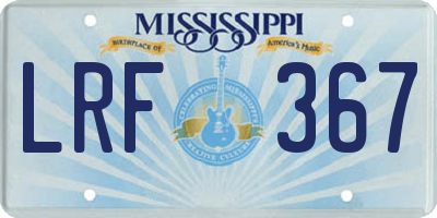 MS license plate LRF367