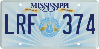MS license plate LRF374
