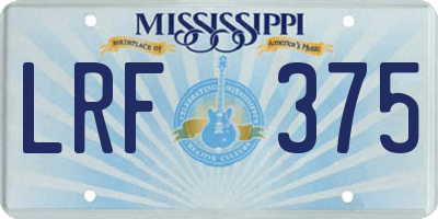 MS license plate LRF375